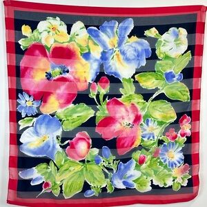 Watercolor Floral Stripe Square Scarf 34”🔥